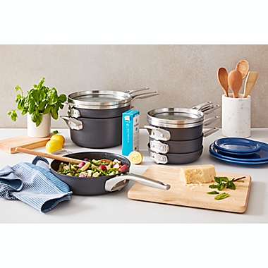 Calphalon&reg; Premier&trade; Space Saving Nonstick Hard-Anodized 10-Piece Cookware Set. View a larger version of this product image.