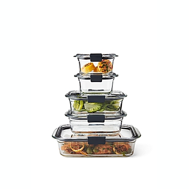 Rubbermaid&reg; Brilliance 10-Piece Glass Storage Containers Set. View a larger version of this product image.