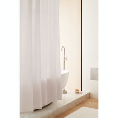 The Threadery&trade; 72-Inch x 72-Inch Linen/Cotton Standard Shower Curtain in Bright White. View a larger version of this product image.