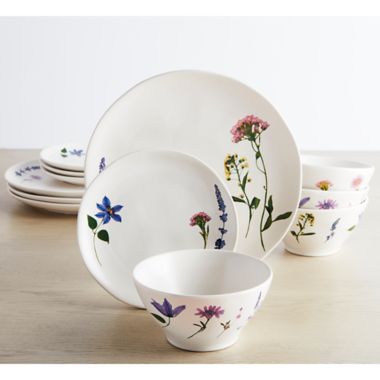 Bee &amp; Willow&trade; Charlotte Floral Organic 12-Piece Dinnerware Set. View a larger version of this product image.