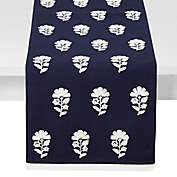 Everhome&trade; Embroidered Floral Table Runner in Navy/White
