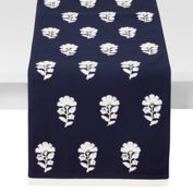 Everhome&trade; Embroidered Floral 72-Inch Table Runner in Navy/White