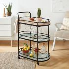 Alternate image 1 for Studio 3B&trade; 3-Tier Oval Metal Bar Cart in Black