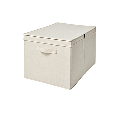 Squared Away&trade; Large Canvas Storage Box in Egret/Oyster Grey. View a larger version of this product image.