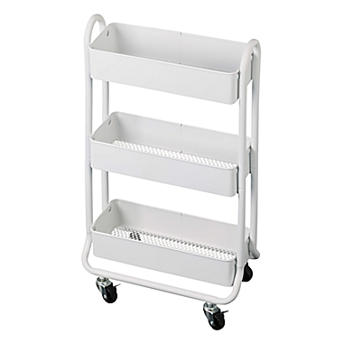 SALT&trade; Narrow Bath Storage Cart in White. View a larger version of this product image.
