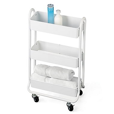 SALT&trade; Narrow Bath Storage Cart in White. View a larger version of this product image.