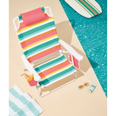 H for Happy&trade; 5-Position Beach Chair in Pink/Yellow. View a larger version of this product image.