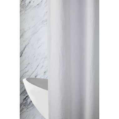 The Threadery&trade; 72-Inch x 72-Inch Linen/Cotton Standard Shower Curtain in Bright White. View a larger version of this product image.