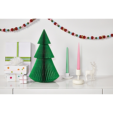 H for Happy&trade; 16-Inch Large Paper Christmas Tree Figurine in Green. View a larger version of this product image.