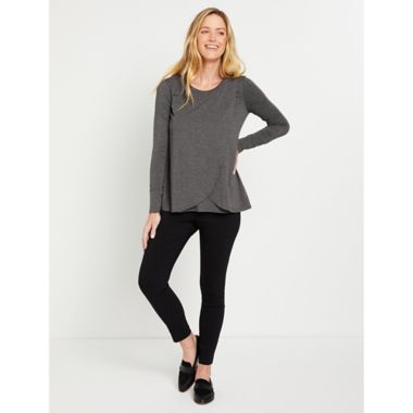 Motherhood Maternity&reg; Medium Pull Over Long Sleeve Nursing Tee in Grey. View a larger version of this product image.