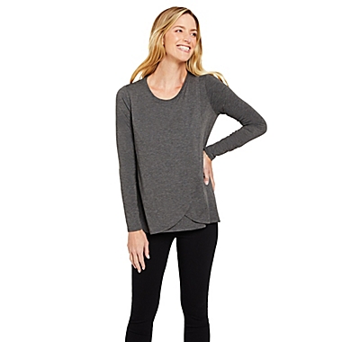 Motherhood Maternity&reg; Medium Pull Over Long Sleeve Nursing Tee in Grey. View a larger version of this product image.