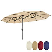Inq Boutique 15x9ft Large Double-Sided Rectangular Outdoor Steel Twin Patio Market Umbrella