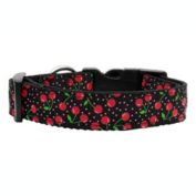Mirage Pet Products Cherries Nylon 1" Wide Dog Collar, Black/Large