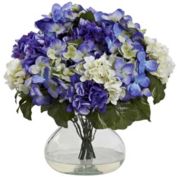 Nearly Natural Home Decorative Hydrangea w/Large Vase Blue Purple