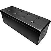 Infinity Merch Storage Bench Chest, Contemporary Faux leather (Black)