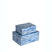 GAURI KOHLI Monaco Blue Decorative Boxes, Set of 2