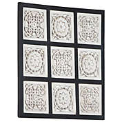 Home Life Boutique Hand-Carved Wall Panel MDF 23.6"x23.6"x0.6" Black and White