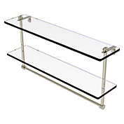 Allied Brass 22 Inch Two Tiered Glass Shelf with Integrated Towel Bar