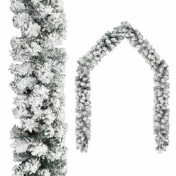 Home Life Boutique Christmas Garland with Flocked Snow Green 32.8' PVC