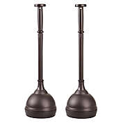 mDesign Compact Plastic Toilet Bowl Plunger and Cover Set