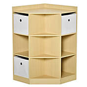 Halifax North America Wooden Kids Cabinet Freestanding Corner Storage Drawer Clothes Organizer Children Bookcase Display Shelf for Bedroom, Natural