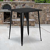 Flash Furniture Commercial Grade 31.5 Square Black Metal Indoor-Outdoor Bar Height Table