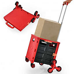 Costway Costway Foldable Utility Cart for Travel and Shopping-Red