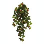 Nearly Natural 31" Strawberry Hanging Bush with Berry - Set of 2