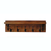 TX USA Victoria Wooden Wall Shelf with Metal Hooks - Natural