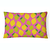 Caroline&#39;s Treasures Lemons and Limes on Pink Canvas Fabric Decorative Pillow 12 x 16