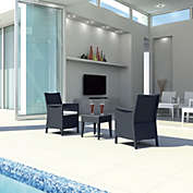 Luxury Commercial Living 3-Piece Gray Patio Conversation Set with Sunbrella White Cushion 35.5"