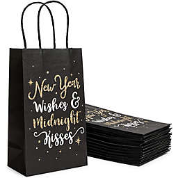 Blue Panda Happy New Year Party Favor Gift Bags with Handles, NYE Supplies (5.3 x 9 in, 24 Pack)