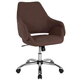 Emma + Oliver Home Office Mid-Back Office Chair with Wrap Style Arms in Brown Fabric