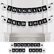 Big Dot of Happiness Silver Tassel Worth The Hassle - Graduation Party Bunting Banner - Silver Party Decorations - Congrats Grad 2023