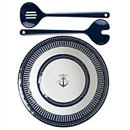 Marine Business Sailor Soul Melamine Salad Bowl & Serve Cutlery (3 Piece Set)