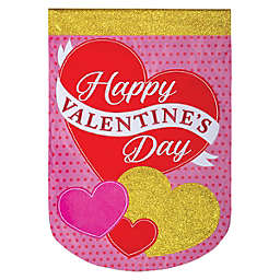 Carson Valentine Applique Garden Flag - Glitter & Hearts