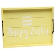 Elegant Designs Decorative Wood Serving Tray with Handles, 15.50" x 12", "Hoppy Easter"