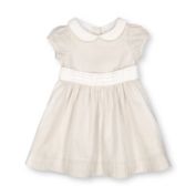 Hope & Henry Baby Seersucker Peter Pan Collar Dress (Khaki, 0-3 Months)