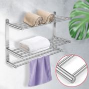 Kitcheniva 24" Bathroom Towel Rack Holder Steel Wall Mounted Storage Organizer 3 Towel Bars