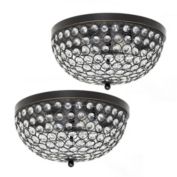 Elegant Designs Home Decorative 2 Elipse Crystal Flush Mount Ceiling Light, Restoration Bronze - 2 Pack