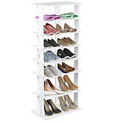 Gymax Wooden Shoes Storage Stand 7 Tiers Big Shoe Rack Organizer Multi-Shoe Rack