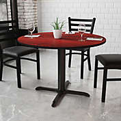 Flash Furniture Graniss 42&#39;&#39; Round Mahogany Laminate Table Top with 33&#39;&#39; x 33&#39;&#39; Table Height Base