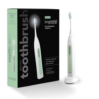 Brightline - Rechargeable Electric Toothbrush with 2 Replacement Heads, Green