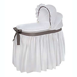 Badger Basket Co. Wishes Oval Bassinet - Full Length Skirt - White/Gray