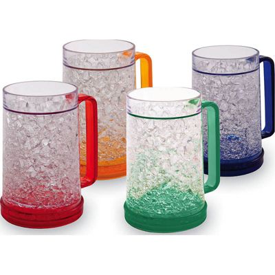 Evergreen Double Wall Freezable Gel Mugs, Set of 4- 3.9 x 6 x 5 Inches