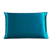 PiccoCasa 100% Charmeuse Zipper Pure Silk Pillowcase Pillow Case Cover for Hair & Skin 350TC 19 Momme (1-Piece) Peacock Blue Standard, 20"x26"