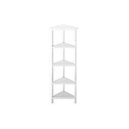NewRidge Home Goods Pine and MDF Open Access Display 4-Tier Corner Wooden Bookcase for Home, Office and More - White