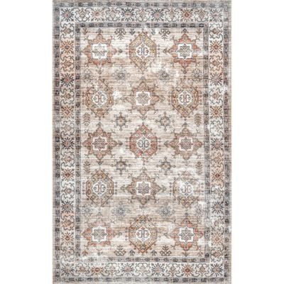 Indoor Contemporary Area Rug Non-Slip Floor Mat Golden Flower Classic Morocco Classical Ethnic Shading Comfortable and Multi Use for Living Room/Bedroom Washable Mat 2'x 3' 