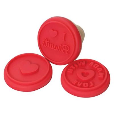 Baker&#39;s Secret set of 3 Cookie Stamps, Decorating Stamper, Silicone, Cake and Pastry Decoration, Baking Essentials, Red