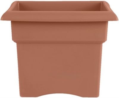 Bloem Veranda Square Plastic Indoor/Outdoor Box Planter, Terra Cotta Color, 14"
